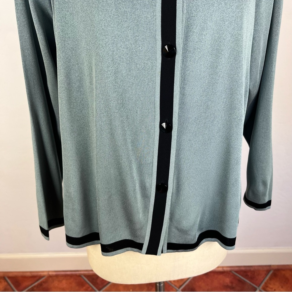 Misook Teal Padded Shoulder Cardigan - Picture 5 of 8